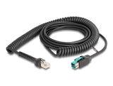 Delock Spiralkabel RJ50 Stecker zu PoweredUSB Stecker 12 V 3 m schwarz