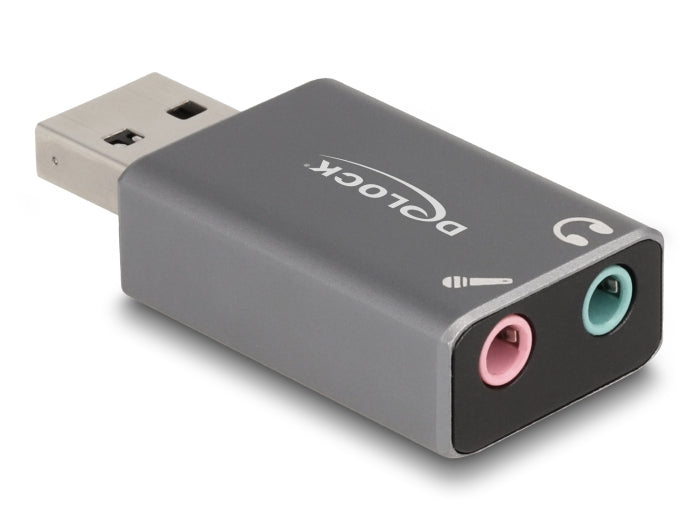 Delock Externe USB Soundkarte mit USB-A Stecker auf 2 x 3,5 mm Klinkenbuchse Plug & Play Audio Adapter