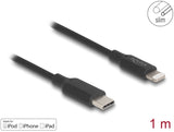 Delock Slim Daten- und Ladekabel USB Type-C™ zu Lightning™ für iPhone™, iPad™, iPod™ schwarz 1 m MFi
