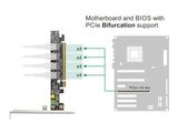 Delock PCI Express x16 Karte zu 4 x intern SFF-8654 4i NVMe - Bifurcation