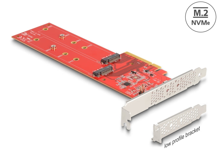 Delock PCI Express x8 Karte zu 2 x intern NVMe M.2 Key M 110 mm - Bifurcation - Low Profile Formfaktor