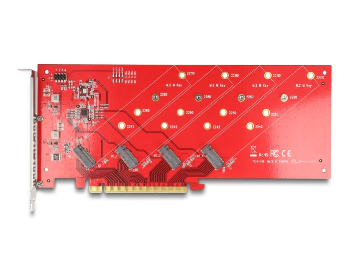Delock PCI Express x16 Karte zu 4 x intern NVMe M.2 Key M 110 mm - Bifurcation