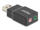 Delock Externe USB Soundkarte mit USB-A Stecker auf 2 x 3,5 mm Klinkenbuchse Plug & Play Audio Adapter schwarz