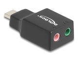 Delock Externe USB Soundkarte mit USB Type-C™ Stecker auf 2 x 3,5 mm Klinkenbuchse Plug & Play Audio Adapter schwarz
