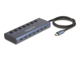 Delock USB 5 Gbps Hub mit 7 USB Type-C™ Ports mit Schalter davon 6 x Datenport + 1 x Daten und PD 20 Watt