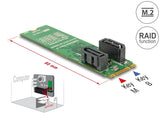 Delock Konverter M.2 Key B+M Stecker > 2 x SATA 7 Pin Stecker mit RAID