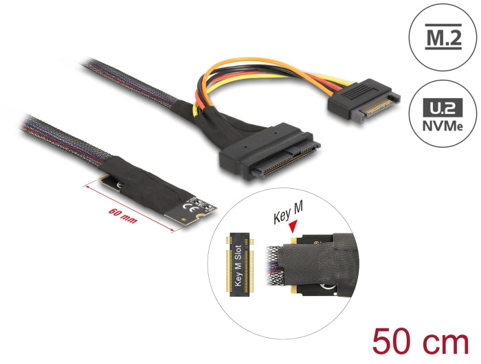 Delock M.2 Key M zu U.2 SFF-8639 NVMe Adapter mit 50 cm Kabel
