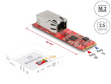 Delock Konverter M.2 Key B+M Stecker zu 1 x RJ45 2,5 Gigabit LAN Port horizontal