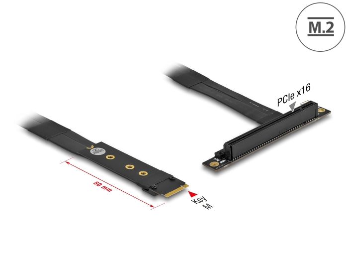 Delock M.2 Key M zu PCIe x16 NVMe Adapter gewinkelt mit 20 cm Kabel