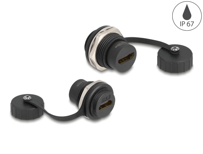 Delock HDMI-A Einbaubuchse mit Verschlusskappe IP67 staub- und wasserdicht