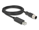 Delock M12 Serielles Anschlusskabel mit FTDI Chipsatz, USB 2.0 Typ-A Stecker zu M12 RS-232 Stecker A-kodiert 8 Pin 1,8 m schwarz