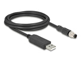 Delock M8 A-kodiert 3 Pin Serielles Anschlusskabel mit FTDI Chipsatz, USB 2.0 Typ-A Stecker zu M8 RS-232 Stecker 1,8 m schwarz