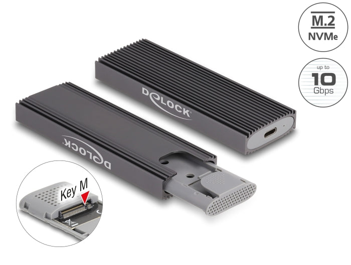 Delock Externes USB Type-C™ Combo Gehäuse für M.2 NVMe PCIe oder SATA SSD - werkzeugfrei