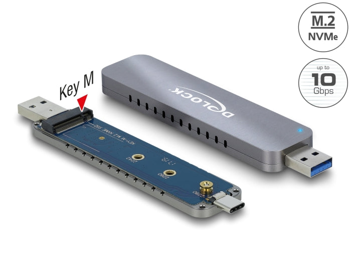 Delock Externes Gehäuse für M.2 NVMe PCIe SSD mit USB Type-C™ und Typ-A Stecker
