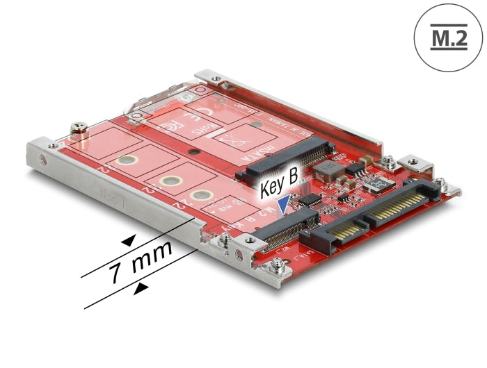 Delock 2.5″ Konverter SATA 22 Pin > M.2 / mSATA mit Rahmen 7 mm
