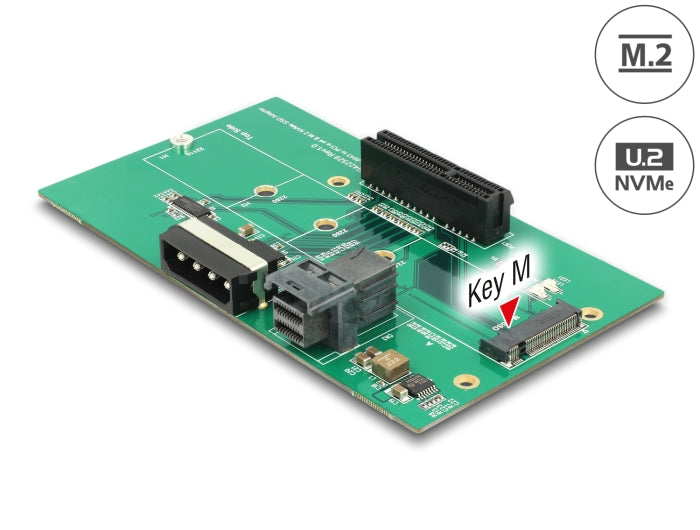 Delock U.2 SFF-8643 Adapter zu PCIe x4 oder M.2 Key M Slot mit Befestigungsplatte