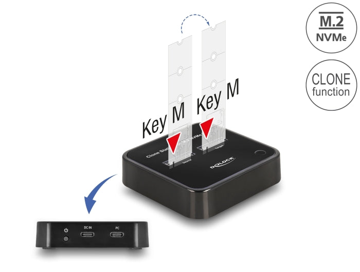 Delock M.2 Dockingstation für 2 x M.2 NVMe PCIe SSD mit Klon Funktion