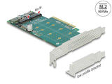 Delock PCI Express x8 Karte zu 2 x intern NVMe M.2 Key M - Bifurcation - Low Profile Formfaktor