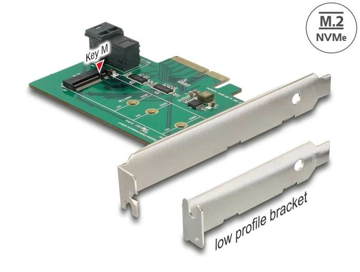 Delock PCI Express x4 Karte > 1 x intern NVMe M.2 PCIe / 1 x intern SFF-8643 NVMe – Low Profile Form Faktor