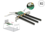 Delock PCI Express x1 Karte > 1 x intern M.2 Key A Slot mit 3 externen Antennen – Low Profile Formfaktor