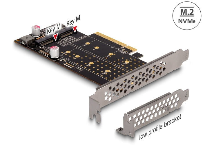 Delock PCI Express x8 Karte zu 2 x intern NVMe M.2 Key M - Bifurcation - Low Profile Formfaktor