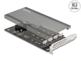 Delock PCI Express x16 Karte zu 4 x intern NVMe M.2 Key M mit Kühlkörper und Lüfter - Bifurcation