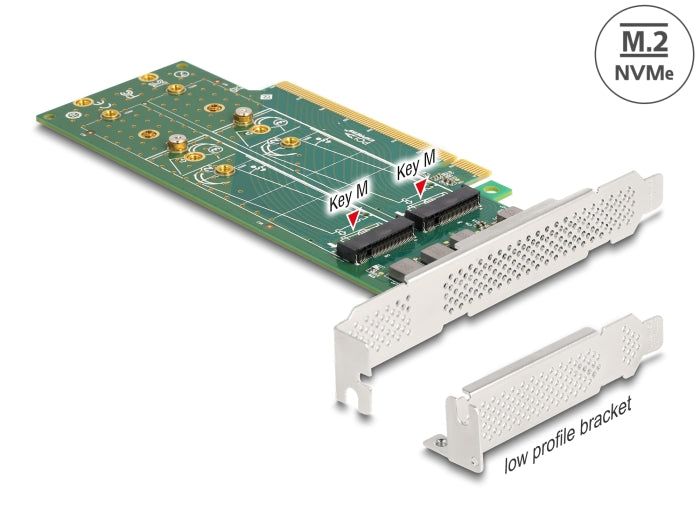Delock PCI Express 4.0 x16 Karte zu 4 x intern NVMe M.2 Key M 110 mm - Bifurcation - Low Profile Formfaktor