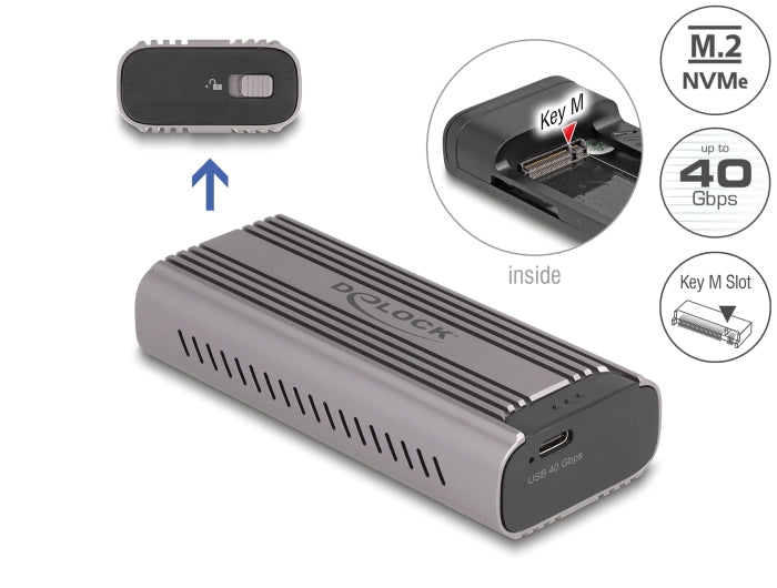 Delock USB Type-C™ 40 Gbps Gehäuse für 1 x M.2 NVMe PCIe SSD