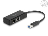 Delock USB Typ-A Netzwerk Adapter Gigabit LAN 2 x RJ45