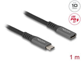 Delock USB 10 Gbps Verlängerungskabel USB Type-C™ Stecker zu Buchse PD 3.0 100 W 1 m grau Metall