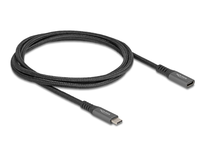 Delock USB 10 Gbps Verlängerungskabel USB Type-C™ Stecker zu Buchse PD 3.0 100 W 1 m grau Metall