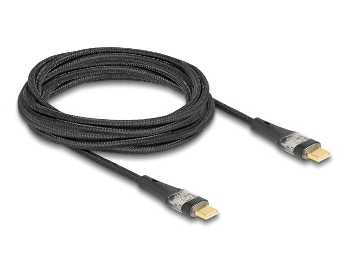 Delock USB 2.0 Schnellladekabel USB Type-C™ Stecker zu Stecker transparent PD 3.0 100 W 3 m