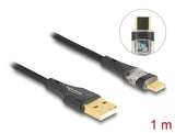 Delock USB 2.0 Kabel Typ-A Stecker zu USB Type-C™ Stecker mit Schnellladefunktion 60 W transparent 1 m