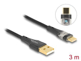 Delock USB 2.0 Kabel Typ-A Stecker zu USB Type-C™ Stecker mit Schnellladefunktion 60 W transparent 3 m