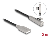Delock USB 2.0 Kabel Typ-A Stecker zu USB Type-C™ Stecker gewinkelt mit LED und Schnellladefunktion 60 W 2 m