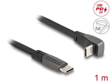 Delock USB 2.0 Flachbandkabel USB Type-C™ Stecker zu USB Type-C™ Stecker gewinkelt PD 3.0 60 W 1 m schwarz