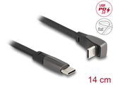Delock USB 2.0 Flachbandkabel USB Type-C™ Stecker zu USB Type-C™ Stecker gewinkelt PD 3.0 60 W 14 cm schwarz
