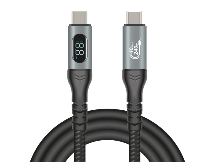 Delock USB 40 Gbps Daten- und Schnellladekabel koaxial 1 m 8K 60 Hz USB PD 3.1 Extended Power Range 240 W