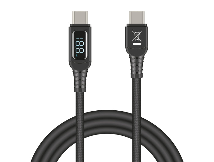 Delock USB 2.0 Daten- und Schnellladekabel USB Type-C™ Stecker zu Stecker PD 3.1 140 W mit Leistungsanzeige 1,20 m