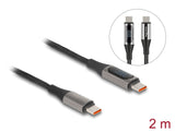 Delock USB 2.0 Daten- und Schnellladekabel USB Type-C™ Stecker zu Stecker PD 3.0 100 W mit Leistungsanzeige 2 m