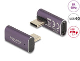 Delock USB Adapter 40 Gbps USB Type-C™ PD 3.1 240 W Stecker zu Buchse gedreht gewinkelt links / rechts 8K 60 Hz Metall