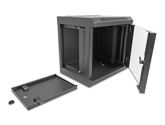 Delock 10″ Netzwerkschrank mit Glastür 6 HE schwarz