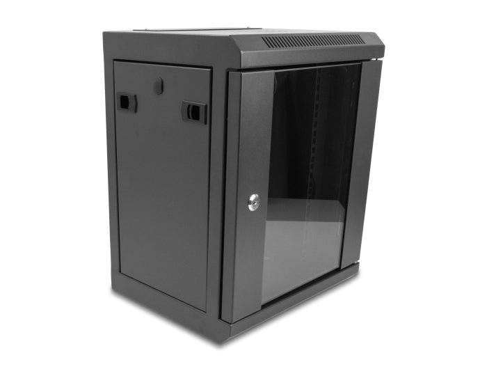 Delock 10″ Netzwerkschrank mit Glastür 8 HE schwarz