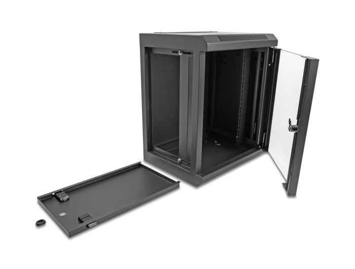Delock 10″ Netzwerkschrank mit Glastür 8 HE schwarz