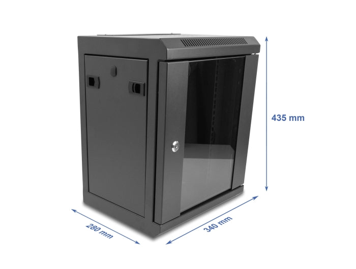 Delock 10″ Netzwerkschrank mit Glastür 8 HE schwarz