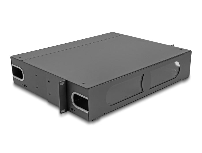 Delock 19″ LWL Patchpanel mit Sichtfenster unbestückt 2 HE dunkelgrau