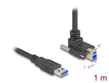 Delock USB 5 Gbps Kabel USB Typ-A Stecker gerade zu USB Typ-B Stecker mit Schraubenabstand 22 mm 90° nach oben gewinkelt 1 m schwarz