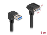 Delock USB 5 Gbps Kabel USB Typ-A Stecker 90° nach unten gewinkelt zu USB Micro-B Stecker mit Schraubenabstand 18 mm 90° nach unten gewinkelt 1 m schwarz