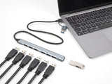 Delock 7 Port Slim USB Hub mit USB Type-C™ oder USB Typ-A zu 1 x USB 5 Gbps Typ-A + 6 x USB 2.0 Typ-A