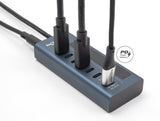 Delock USB 10 Gbps Hub mit 7 USB Type-C™ Ports davon 6 x Datenport + 1 x Daten und PD 20 Watt mit Leistungsanzeige